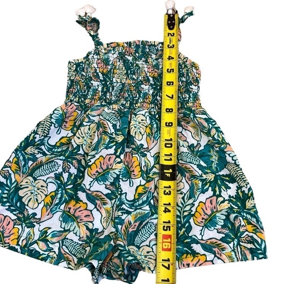 Tommy Bahama Girls Smocked Tank Romper Green Pink Tropical Print Sz 4T - Picture 11 of 15